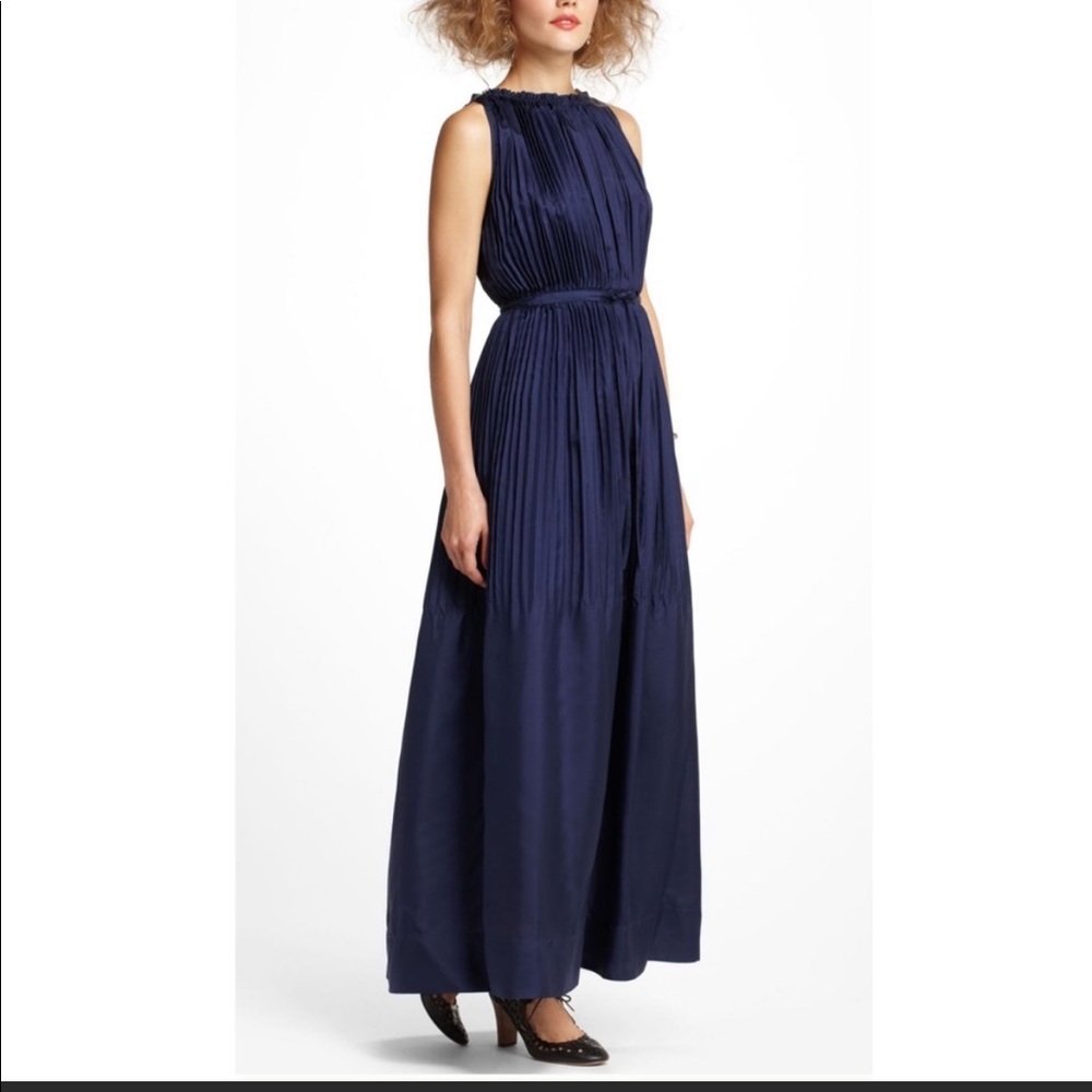 Rachel comey blue pleated long dress blue small